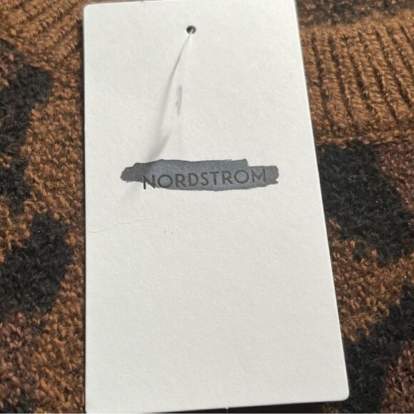 nordstrom fun stripe sweater brown dachshund leopard spots size L GL439068BG - Picture 11 of 16